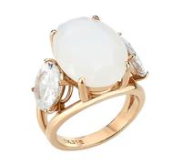 YourJewelleryBox Rose Gold Ring Opal Fire Oval Cubic Zirconia Three Stone (Q)