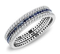 YourJewelleryBox Sapphire Blue Stacking Ring Set Full Eternity Zirconia Silver Stainless Steel Stamped No Plating No Tarnish (S)