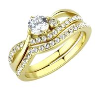 YourJewelleryBox Solitaire gold ring set cubic zirconia wedding engagement steel (K)