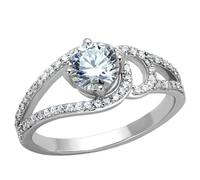 YourJewelleryBox Solitaire Ring Silver Accents Cubic Zirconia Stainless Steel Pretty 1681 (M)