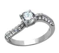 YourJewelleryBox Solitaire Ring Twist Pave Engagement Sparkling Cubic Zirconia Stainless Steel 2171 (Q)