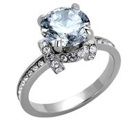 YourJewelleryBox Solitaire Simulated Diamond Ring Band Stainless Steel Cushion Cut Channel TK1859 P (S)