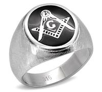 YourJewelleryBox STAINLESSS STEEL MENS MANS MASONIC SIMULATED DIAMOND GEN ONYX TK2222PB Z