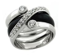 YourJewelleryBox Sterling Silver Ring Black Guard Bezel Hallmarked Set .925 2 pieces (M)