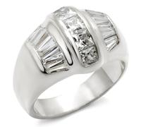 YourJewelleryBox Sterling Silver Ring Dome Baguette Princess Cuts Cz Hallmarked (P)