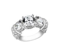 YourJewelleryBox Sterling Silver Ring Three Stone Fancy Cubic Zirconia No Plating (J)