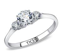 YourJewelleryBox Three Stone Ring Anniversary Silver Past Present Future Cubic Zirconia Stainless Steel (T)