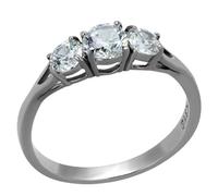 YourJewelleryBox Three Stone Ring Anniversary Silver Past Present Future Cubic Zirconia Stainless Steel 2260 (T)