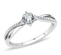 YourJewelleryBox Womens Solitaire Engagement Simulated Diamonds Stainless Steel Ring Crossover Lady Size M A035