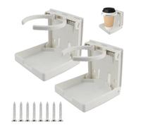 Yourkar 2 PCS Adjustable Folding Drink Holders, ABS Foldable Auto Cup Holder with Screws, Vehicle Water Bottle Holder for Truck, RV, Van, Boat, Camper, Caravan, Car Accessories (White)
