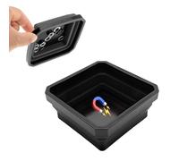 Yourkar Collapsible Magnetic Parts Tray, 4.5 Inch Foldable Magnetic Square Silicone Tray, Tool Tray Set with Double-Sided Magnetic Base for Screw Bolts Nuts Pins, Car Accessories (Black)