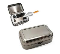 Yourkar Portable Ashtrays, Stainless Steel Carry-on Mini Ashtray with Windproof Lid, Portable Waterproof Creative Pocket Ashtray for Outdoor Cars, Universal Car Accessories (Black)