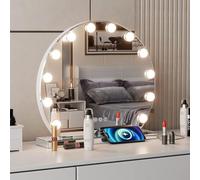 YOURLITE Hollywood Vanity Mirror with Lights, 12 Dimmable LED Bulbs USB Charging Port Round Makeup Mirror, 3 Lighting Modes, Touch Screen Control, Tabletop Mounted for Bedroom