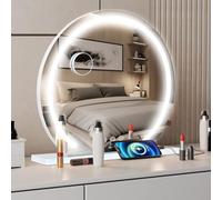 YOURLITE Hollywood Vanity Mirror with Lights, 60cm Round Dimmable LED Makeup Mirror, 3 Lighting Modes, Touch Control, USB Charging Port for Tabletop & Wall Mount