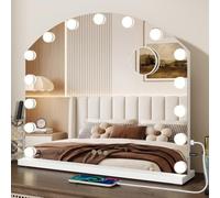 YOURLITE Hollywood Vanity Mirror with Lights, 60x52cm Lighted Makeup Mirror | Arched Makeup Mirror with Dimmable LED Bulbs, 3 Light Mode, Touch Screen, USB & Type-C Charging Port, Tabletop & Wall Mounted