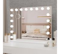 YOURLITE Hollywood Vanity Mirror with Lights, 80×62cm Lighted Makeup Mirror with 18 Dimmable Led Bulbs, 3 Lighting Modes, Touch Screen Control, Tabletop and Wall Mounted for Bedroom