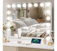 YOURLITE Hollywood Vanity Mirror with Lights, 80x62cm Lighted Makeup Mirror | 18 Dimmable LED Bulbs, Type-C & USB Output, 3 Light Modes, Touch Control, Tabletop & Wall Mounted Hollywood Mirror