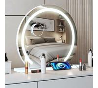 YOURLITE Hollywood Vanity Mirror with Lights, Round Lighted Makeup Mirror with Dimmable LED Lights, 3 Lighting Modes, Touch Control, USB Charging Port, for Home Bedroom Tabletop & Wall Mounted
