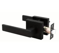 YOUROU Interior Bathroom Door Handle with No Key,Square Entrance Privacy Lever Latch for Wooden Doors,Heavy Duty Passage Doorknob Aluminum Alloy (Black)