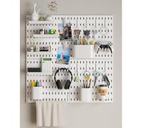 YOUROU Pegboard Combination Kit Wall Organizer,No Drilling Wall Hanging Display Panel for Garage Kitchen Office,Plastic Nursery Storage DIY Board (56x56cm)