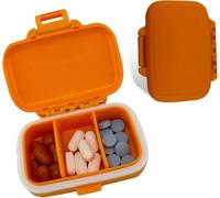 YourRx Travel Pill Organizer - Durable, Watertight Pill Case Travel Size with 4 Compartments - Compact Pill Travel Case for Vitamins, Supplements, Medicine - Travel Pill Container for Purse (Orange)