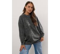 Yours Curve 2-In-1 Acid Wash Sweatshirt - Women's - Plus Size Curve Grey