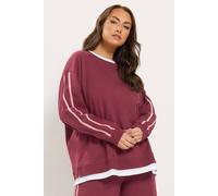 Yours Women's 2-In-1 Side Stripe Cotton Sweatshirt in Red | Size: 34/36
