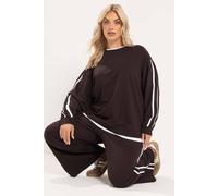 Yours 2-In-1 Side Stripe Sweatshirt In Brown Brown