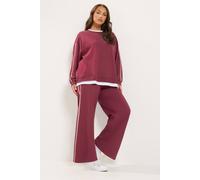 Yours Women's 2-In-1 Side Stripe Sweatshirt & Jogger Set in Red | Size: 14