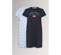 Yours Women's 2 Pack 'Brunch Club' Nightdresses | Size: 38-40 Yours Multicolor 38-40