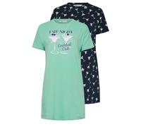 Yours 2 Pack Curve Cocktail Print Sleep Tee Nightdresses - Women's - Plus Size Curve Green