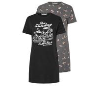 Yours Women's 2 Pack 'Coffee Club' Sleep Tee Nightdresses in Black | Size: 34-36 Yours Black 34-36