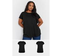 Yours 2 Pack Core T-Shirts In Black Black 34-36