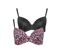 Yours 2 Pack Curve & Black Leopard Print T-Shirt Bras - Women's - Plus Size Curve