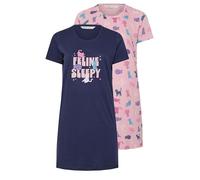 Yours 2 Pack Curve & Blue Cat Print Nightdresses - Women's - Plus Size Curve