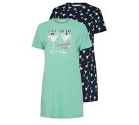 Yours 2 Pack Curve Cocktail Print Sleep Tee Nightdresses - Women's - Plus Size Curve Green