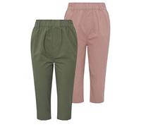 Yours 2 Pack Curve Olive & Pink Cool Cotton Cropped Trousers - Women's - Plus Size Curve