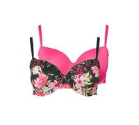 Yours 2 Pack Curve & Pink Floral Print Padded Bras - Women's - Plus Size Curve
