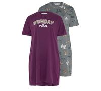 Yours 2 Pack Curve Red 'Sunday Vibes' Sleep Tee Nightdresses - Women's - Plus Size Curve