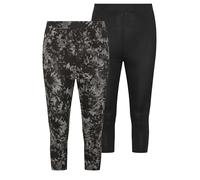 Yours 2 Pack Curve Tie Dye Cropped Leggings - Women's - Plus Size Curve Grey