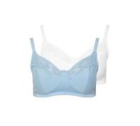 Yours 2 Pack Curve & White Cotton Lace Trim Non-Padded Non-Wired Bralettes - Women's - Plus Size Curve