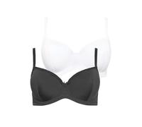 2 Pack Lace Trim T-Shirt Bras Yours Black 40G
