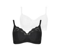 Yours Women's 2 Pack Non-Wired Soft Cup Bras in Black | Size: 46E Yours Black 46E