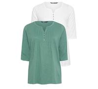 Yours 2 Pack Curve & White Pintuck Henley T-Shirts - Women's - Plus Size Curve