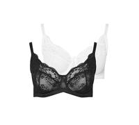 Yours Women's 2 Pack Swirl Lace Bras in Black | Size: 46DD Yours Black 46DD