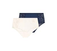 Yours 2 Pack Curve Blue & White Embroidered Full Briefs - Women's - Plus Size Curve