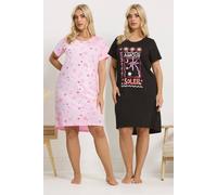Yours Women's 2 Pack Graphic Nightdresses | Size: 38-40 Yours Multicolor 38-40