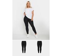 2 Pack Jersey Leggings Yours Black 30R
