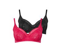 Yours 2 Pack Curve & Black Lace Mesh Underwired Bras - Women's - Plus Size Curve