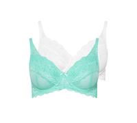 Yours 2 Pack Lace Underwired Mesh Bras In Blue Blue